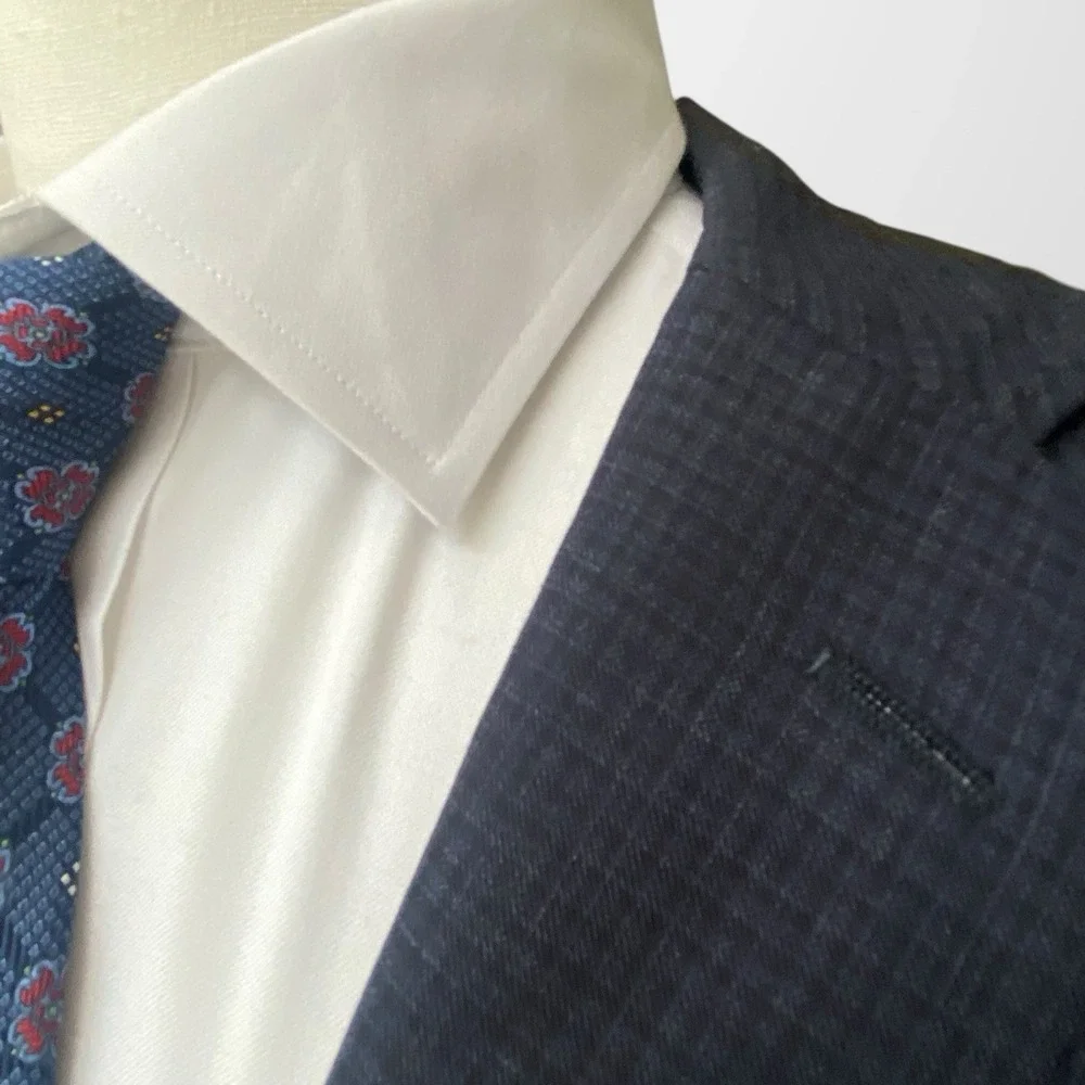 Executive Collection Tom James‎ 56R  Blue Black Plaid Blazer Sport Coat Jacket